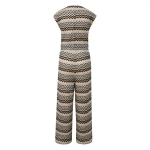 Women’s V-Neck Zigzag Pattern Knit Jumpsuit COMMA image-1