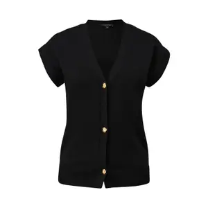 Women's Sleeveless Cardigan with Decorative Metal Buttons COMMA image-0