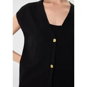 Women's Sleeveless Cardigan with Decorative Metal Buttons COMMA image-3