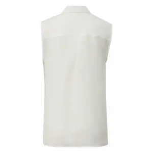 Sleeveless Ramie Blouse with Shirt Collar and Patch Pockets for Women COMMA image-1