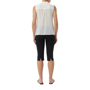 Sleeveless Ramie Blouse with Shirt Collar and Patch Pockets for Women COMMA image-5