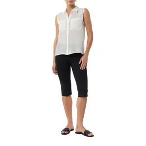 Sleeveless Ramie Blouse with Shirt Collar and Patch Pockets for Women COMMA image-6