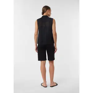 Sleeveless Ramie Blouse with Shirt Collar and Patch Pockets for Women COMMA image-4