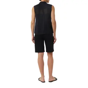 Sleeveless Ramie Blouse with Shirt Collar and Patch Pockets for Women COMMA image-5