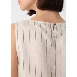 Women's Sleeveless Striped Tennis Blend Linen Blouse COMMA image-1