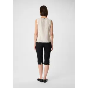 Women's Sleeveless Striped Tennis Blend Linen Blouse COMMA image-2