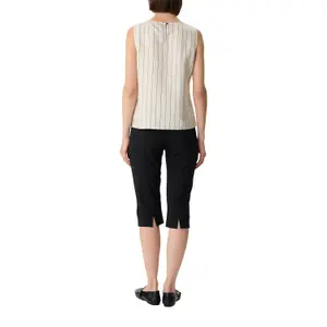 Women's Sleeveless Striped Tennis Blend Linen Blouse COMMA image-3
