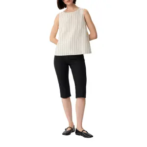 Women's Sleeveless Striped Tennis Blend Linen Blouse COMMA image-5