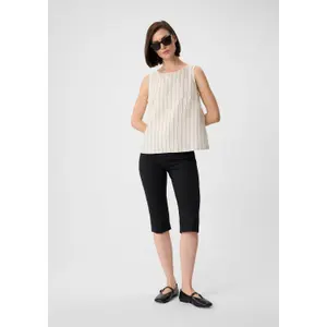Women's Sleeveless Striped Tennis Blend Linen Blouse COMMA image-6