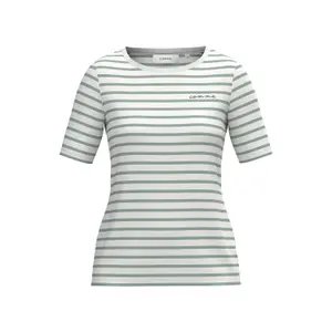 Striped T-Shirt with Embroidered Logo for Women COMMA image-0