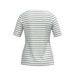 Striped T-Shirt with Embroidered Logo for Women COMMA image-1