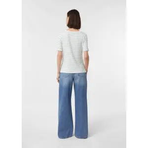 Striped T-Shirt with Embroidered Logo for Women COMMA image-4