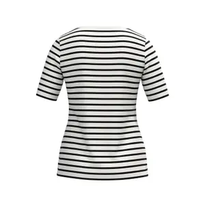 Striped T-Shirt with Embroidered Logo for Women COMMA image-1