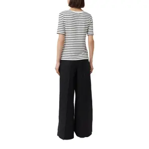 Striped T-Shirt with Embroidered Logo for Women COMMA image-5