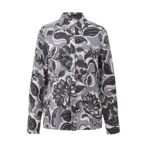 Women's Long Sleeve Blouse with All-Over Print and Shirt Collar COMMA image-0