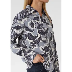 Women's Long Sleeve Blouse with All-Over Print and Shirt Collar COMMA image-3
