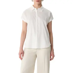 Women’s Short Sleeve Fixed Cuff Mixed Cotton Blouse COMMA image-2