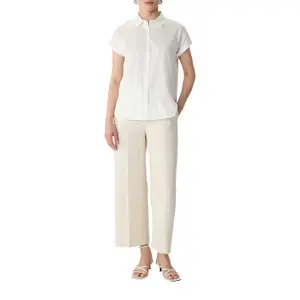 Women’s Short Sleeve Fixed Cuff Mixed Cotton Blouse COMMA image-6