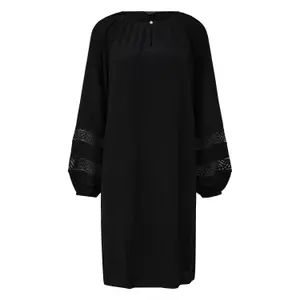 Short Crepe Chiffon Dress with Lace Round Neck Buttoned Women COMMA image-0