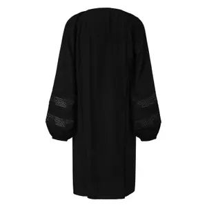 Short Crepe Chiffon Dress with Lace Round Neck Buttoned Women COMMA image-1