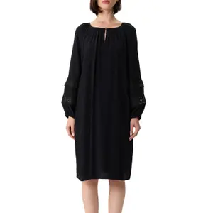 Short Crepe Chiffon Dress with Lace Round Neck Buttoned Women COMMA image-2