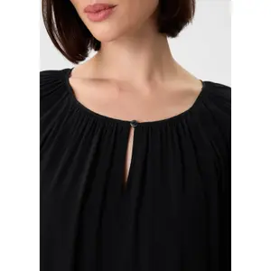 Short Crepe Chiffon Dress with Lace Round Neck Buttoned Women COMMA image-3