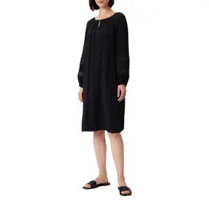 Short Crepe Chiffon Dress with Lace Round Neck Buttoned Women COMMA image-6