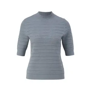 Fitted Short Sleeve Textured Knit Top for Women COMMA image-0