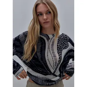 Casual Fit Knitted Sweater with All Over Pattern Women COMMA image-2