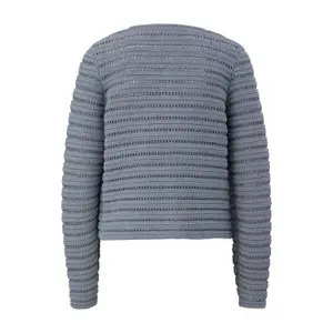 Women's Textured Pattern Short Cardigan with Piped Pockets COMMA image-1