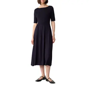 Women's Fitted Midi Viscose Dress with Flared Hem COMMA image-2