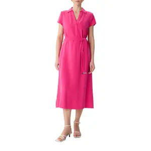 Women's Midi Viscose Shirt Collar Dress COMMA image-2