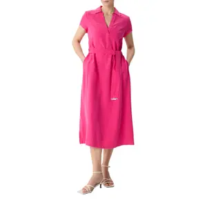 Women's Midi Viscose Shirt Collar Dress COMMA image-6