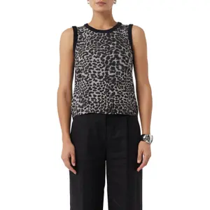 Women's Animal Print Knit Tank Top COMMA image-2