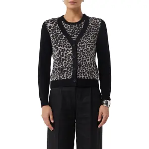 Soft Fine Knit Leopard Print Cardigan Women COMMA image-2