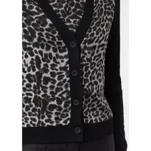 Soft Fine Knit Leopard Print Cardigan Women COMMA image-3