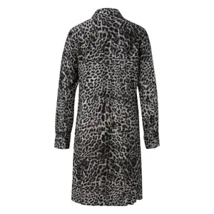 Animal Print Long Sleeve Viscose Shirt Dress with Shirt Collar Women's COMMA image-1
