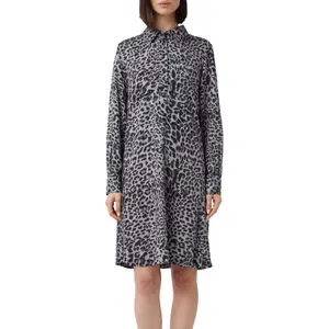 Animal Print Long Sleeve Viscose Shirt Dress with Shirt Collar Women's COMMA image-2