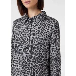 Animal Print Long Sleeve Viscose Shirt Dress with Shirt Collar Women's COMMA image-3
