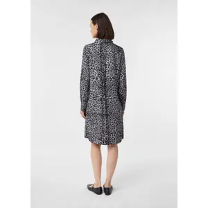 Animal Print Long Sleeve Viscose Shirt Dress with Shirt Collar Women's COMMA image-4