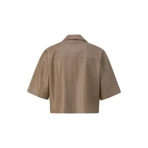 Short Square Cut Faux Leather Overshirt Women COMMA image-1