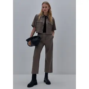 Short Square Cut Faux Leather Overshirt Women COMMA image-2