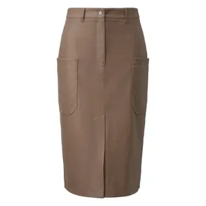 Leather-Look Midi Skirt with Patch Pockets Women COMMA image-0