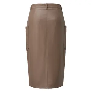 Leather-Look Midi Skirt with Patch Pockets Women COMMA image-1
