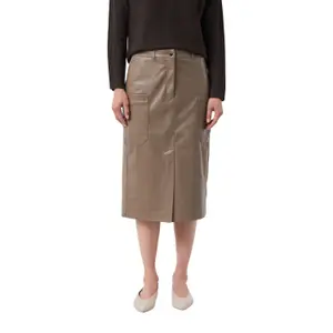 Leather-Look Midi Skirt with Patch Pockets Women COMMA image-2