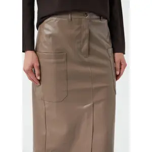 Leather-Look Midi Skirt with Patch Pockets Women COMMA image-3