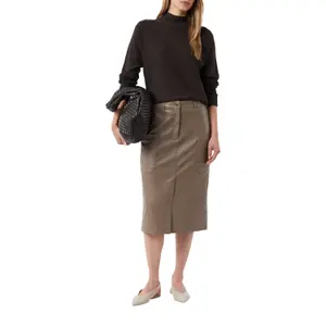 Leather-Look Midi Skirt with Patch Pockets Women COMMA image-6