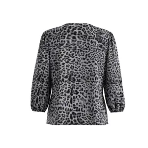 Bluse aus Popelin mit Leopardenmuster und 3/4 Puffärmeln Damen COMMA image-1