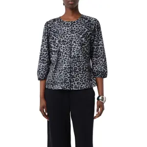 Bluse aus Popelin mit Leopardenmuster und 3/4 Puffärmeln Damen COMMA image-2