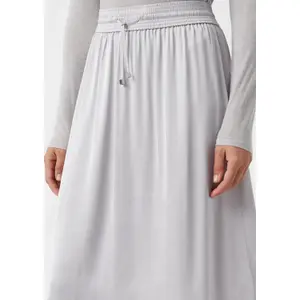 Women's Satin Midi Skirt with Tie Belt COMMA image-3